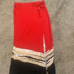 COPY - Red Worthington Tie Maxi Skirt with Slit